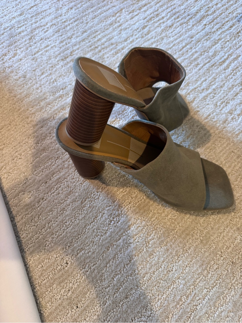 Brand new ~ never worn Dolce Vita army green suede slip on heels.
